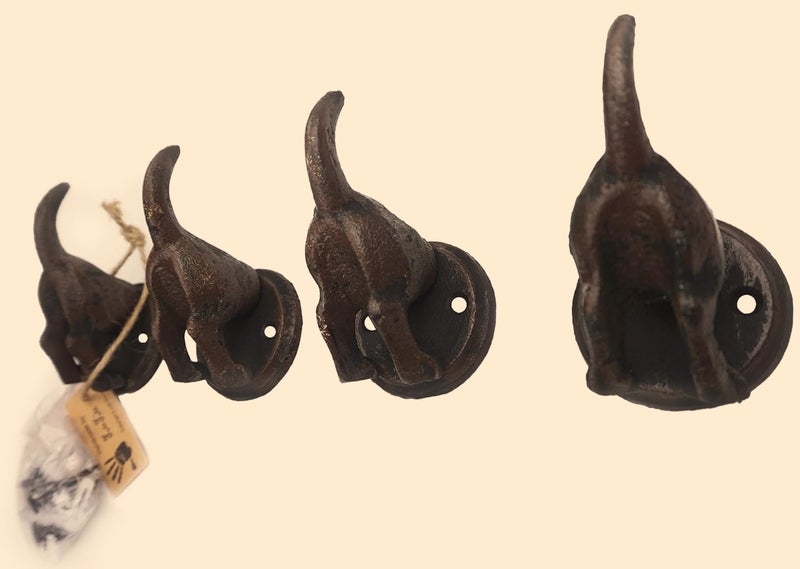 Lulu Decor, 100% Cast Iron Dog Tail Heavy Duty Hooks, Key Holder, Coat Decorative Hooks for Dog Lovers - Wall Mount Leash Holder for Wall Storage - Stylish (4 pcs) - Image 3